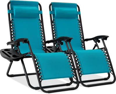 Best Choice Products zero gravity recliners, set of two, with headrest pillows and cup holder trays