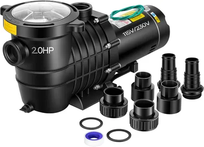 VIVOHOME 2 HP 115V 230V single-speed pool pump with fittings