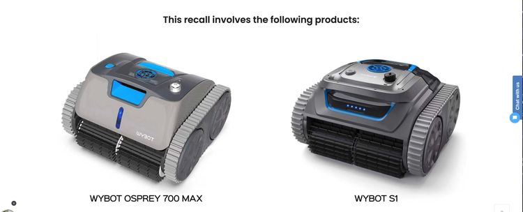 The Wybot Osprey 700 Max and Wybot S1 models included in the CPSC recall