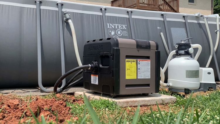 Hayward H-Series installed on an above-ground pool setup