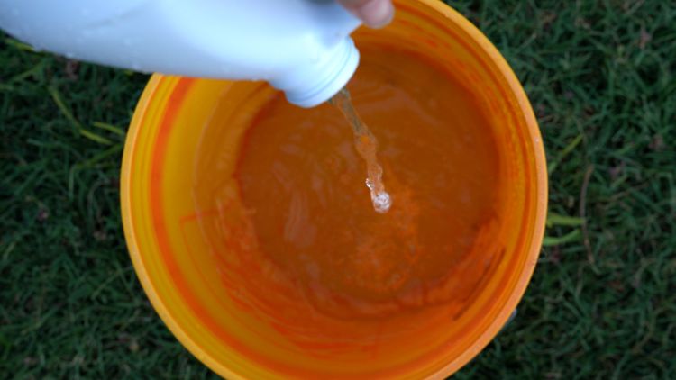 Pour slowly near a return jet, walking the perimeter for even distribution