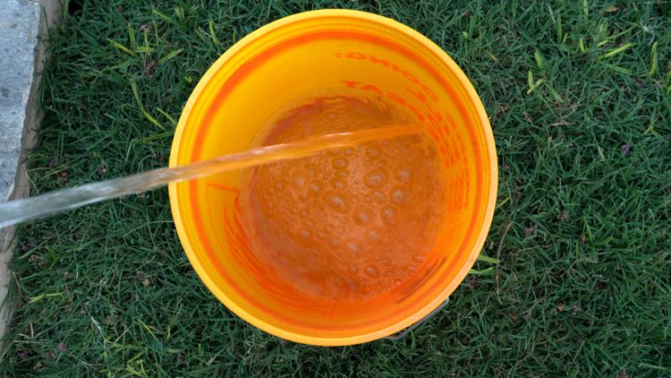 Pre-dissolve each batch in a bucket of warm water — Borax dissolves slowly in cold