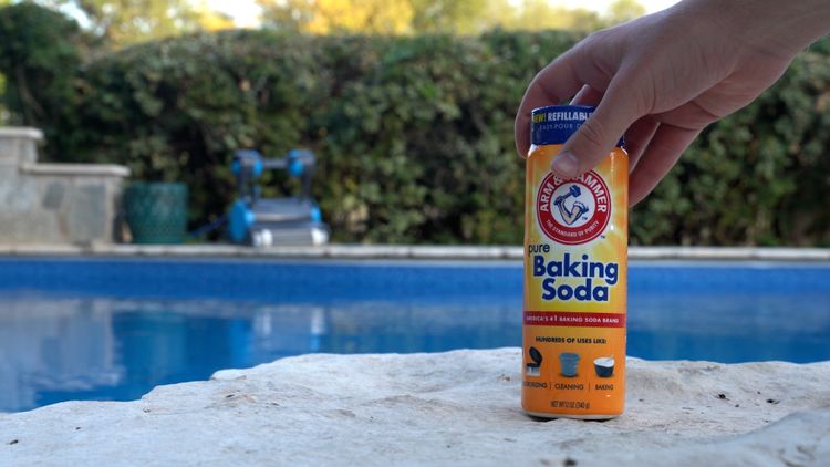 Grocery baking soda is food grade — a stricter purity standard than your pool will ever require
