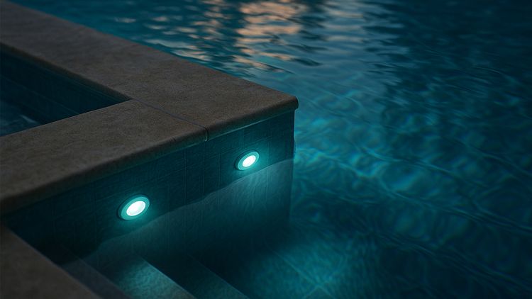 Lights inside an infinity edge pool