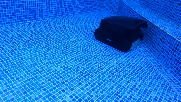 The robot navigating pool stairs
