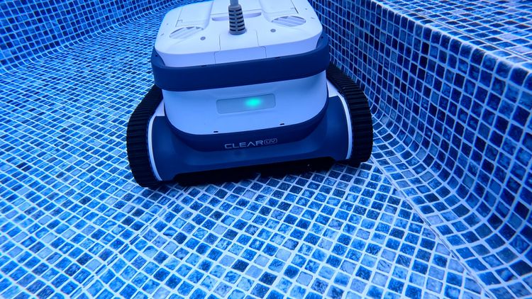 The Clear UV cleaning the pool floor