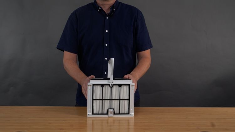 The Quantum's XXL MaxBin with NanoFilters — the largest filter in a pool robot