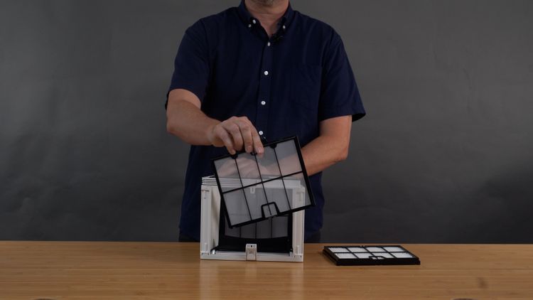 Standard filter vs NanoFilter MaxBin — dramatically more filtration surface area