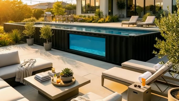 An on-ground container pool with a window