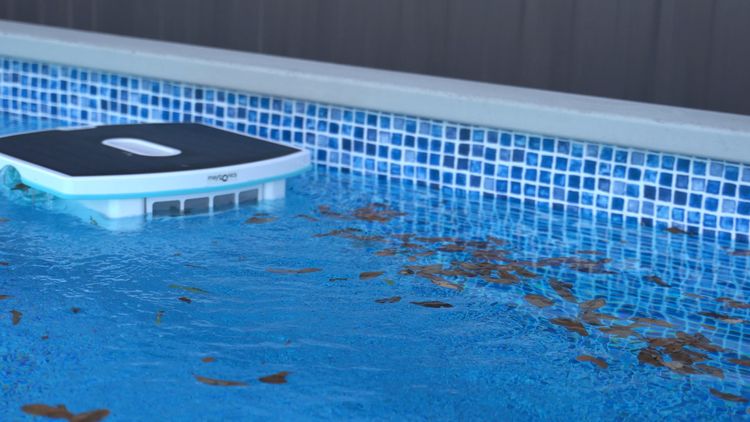 With a large front paddle, the Skimmi rakes in leaves like a pro